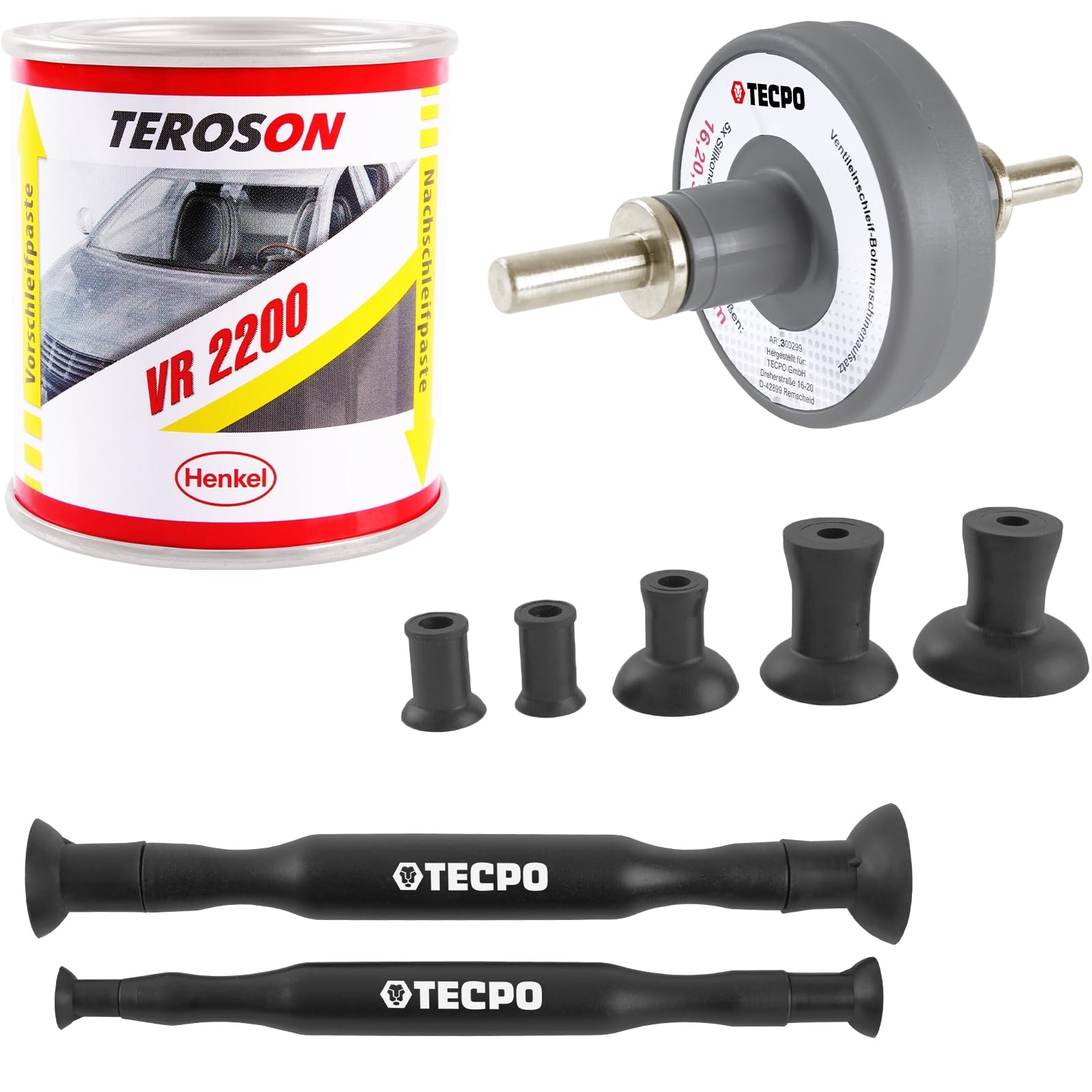 TECPO Ventilschleifpaste Set Einschleifpaste Ventileinschleifer für Bohrmaschinen Ventilläpper