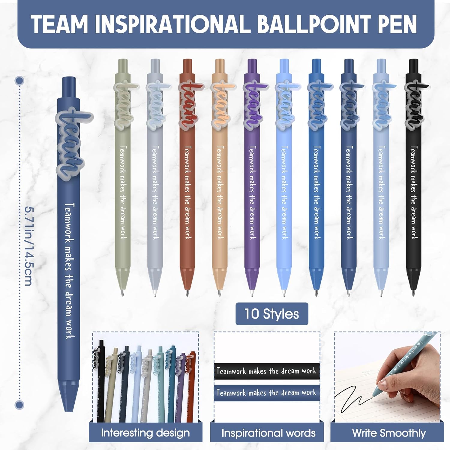 Geyoga 20 Sets Team Appreciation Gifts Bulk Ballpoint Pens with Teamwork Cards for Employee Coworker Staff Group Members Volunteer Office Supplies - Image 2