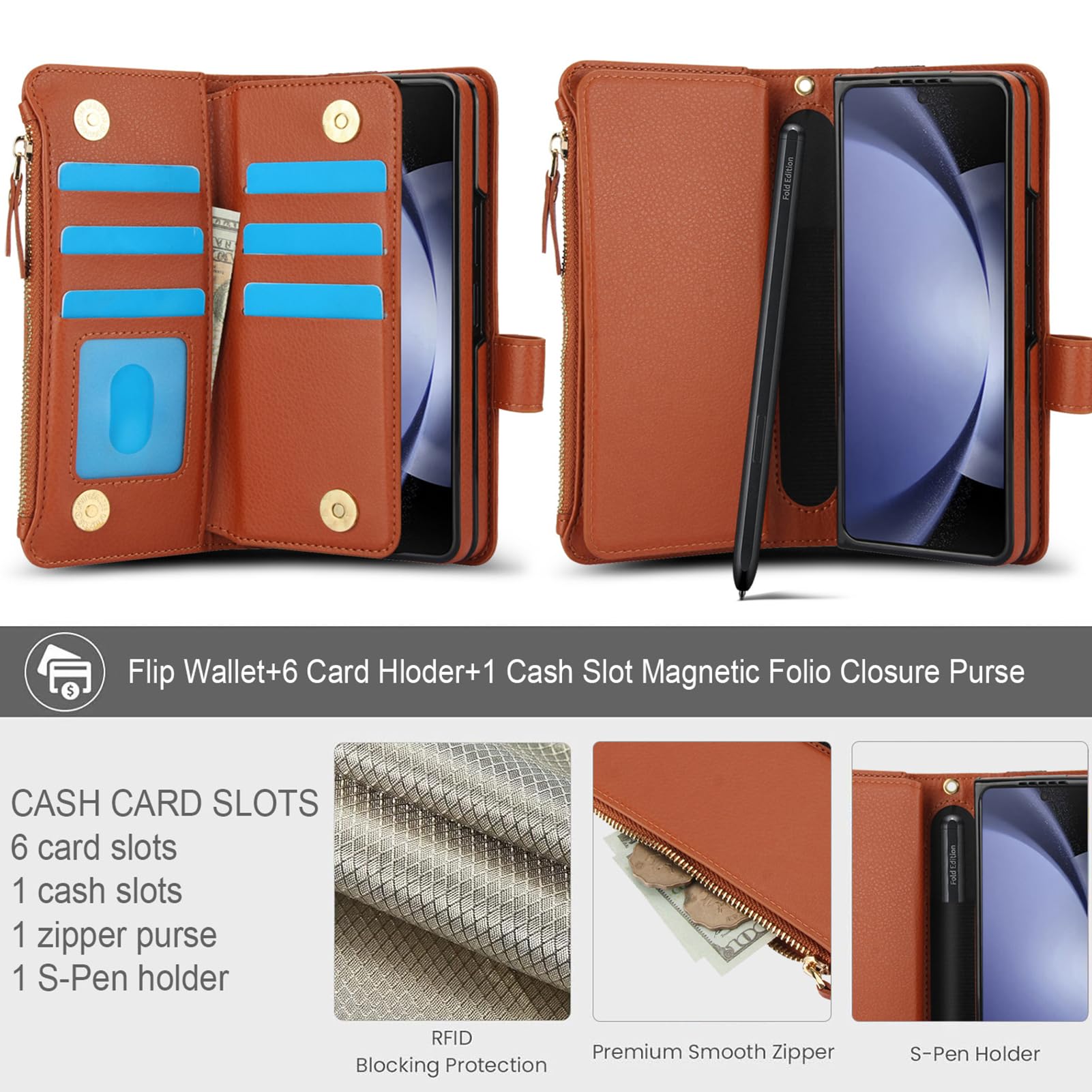 Portafoglio Cover per Samsung Galaxy Z Fold 8 Ultra, Cinturino Da Polso
