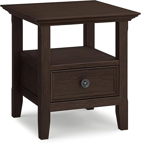 Miniatura 10 de SIMPLIHOME Amherst - Mesa auxiliar cuadrada tradicional de madera maciza de 19 pulgadas de ancho en marrón dorado claro, para sala de estar y