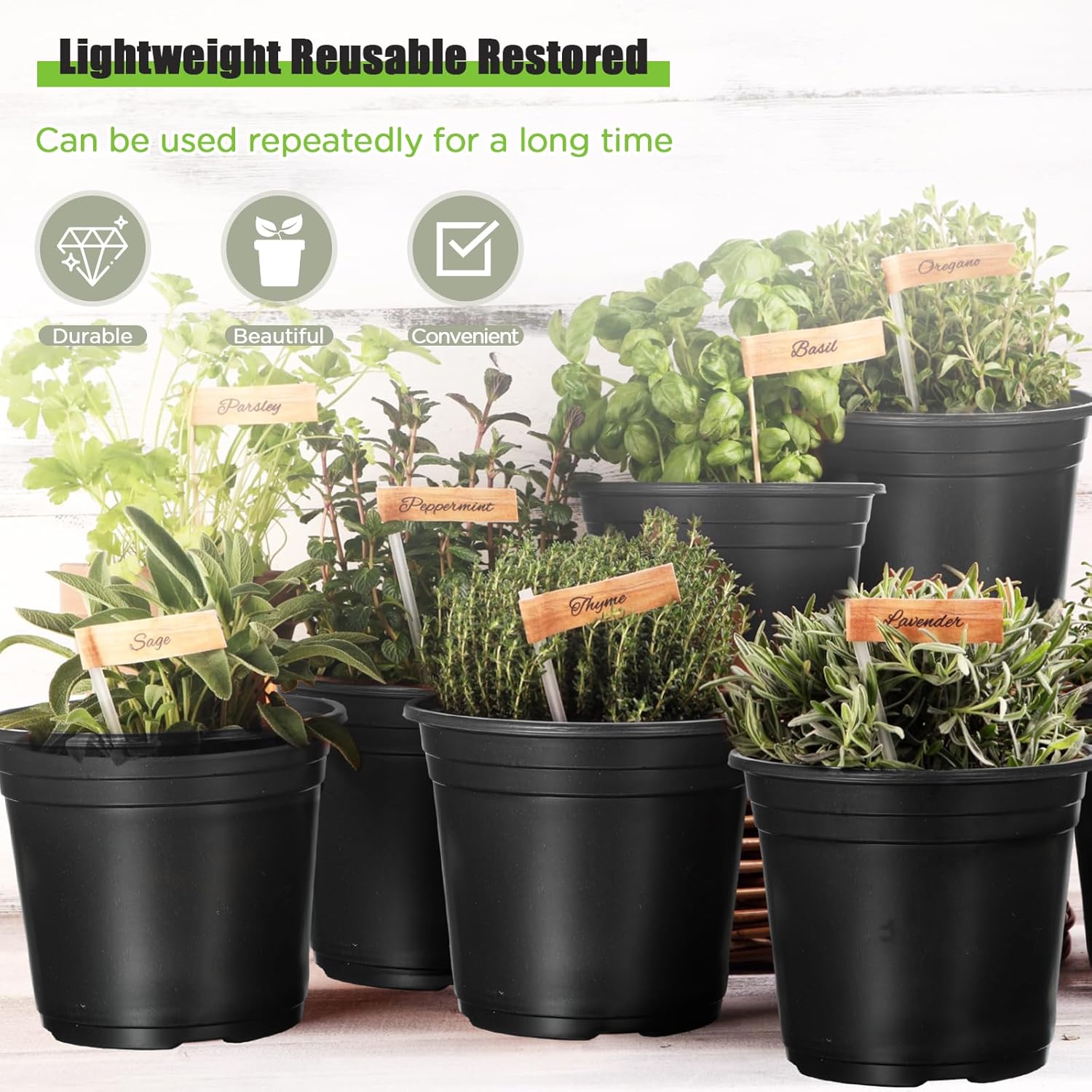 Dandat 500 Pieces 6 Inch Plastic Nursery Pots Plant Pot Seeding Pots with Drainage Holes Bulk Pack Seedling Flower Plant Container Black Reusable Pots for Flower Succulent Indoor Outdoor Plants