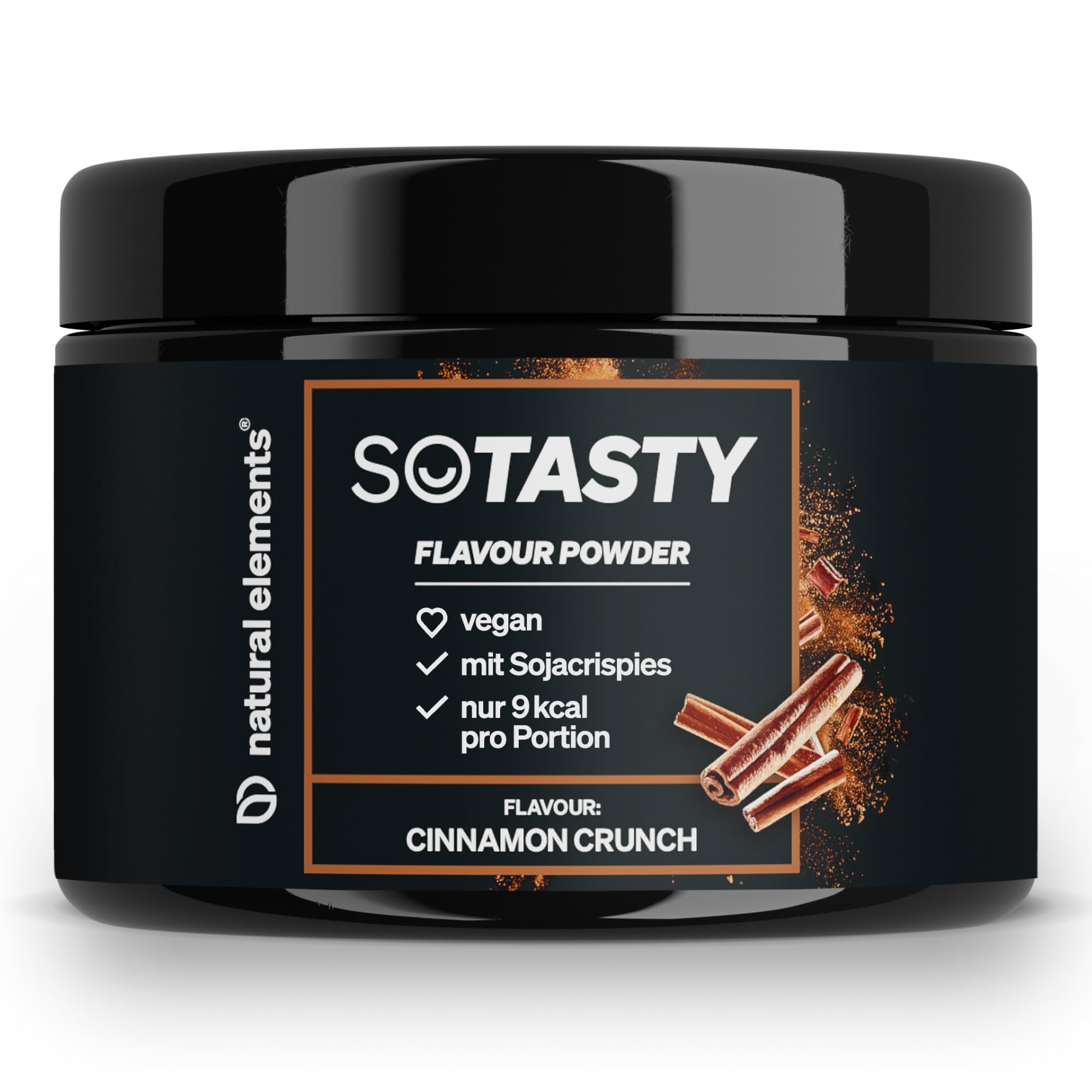 natural elements SoTasty Geschmackspulver 200g – Cinnamon Crunch – 9kcal/Portion (3g) – vielseitiger Genuss für Quark, Porridge, Shakes – in Deutschland entwickelt & laborgeprüft