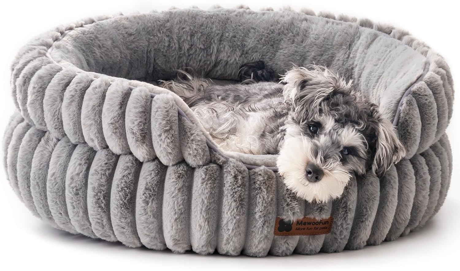 MEWOOFUN Stilvolle Katzenbetten für Katzen, weiches, rundes Hundebett für kleine und mittelgroße Hunde, waschbares, beruhigendes Haustierbett (Grau, M) MEWOOFUN Stilvolle Katzenbetten für Katzen, weiches, rundes Hundebett für kleine und mittelgroße Hunde, waschbares, beruhigendes Haustierbett (Grau, M)