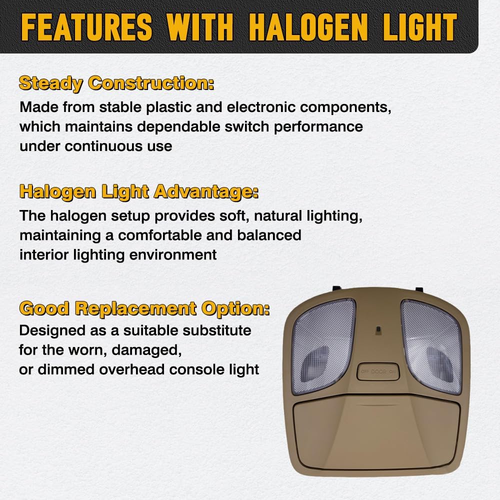 MACHSWON Overhead Console Map Reading Light Assembly 928104R000TX, Overhead Consoles with Dome Light Assembly, Compatible with Hyundai Sonata 2011-2016, 1 pc (Halogen Bulb)