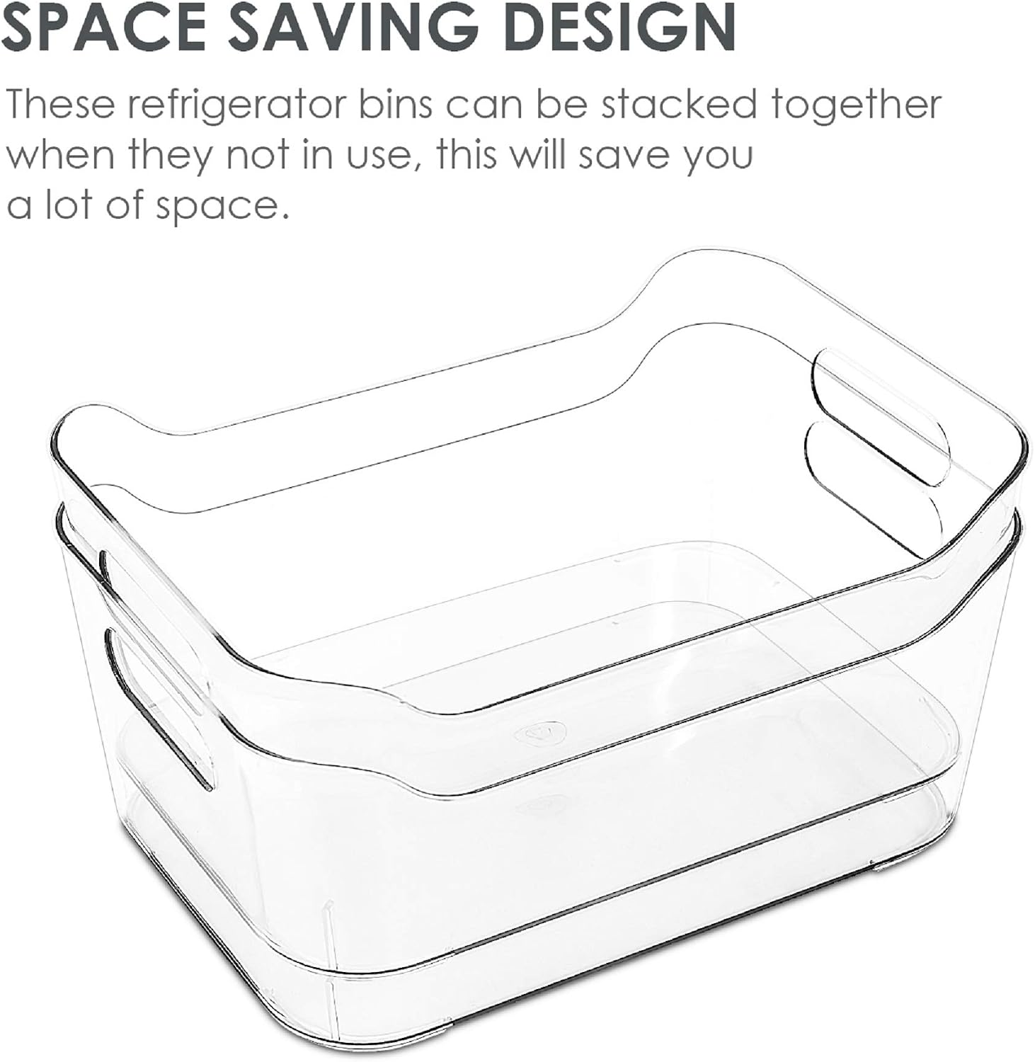 Vtopmart Refrigerator Organizer Bins 4 Pack - Clear Small Plastic Food Organizer with Handle for Fridge, Freezer, Cabinet, Kitchen Pantry Organization and Storage, BPA Free, 9.5" Long