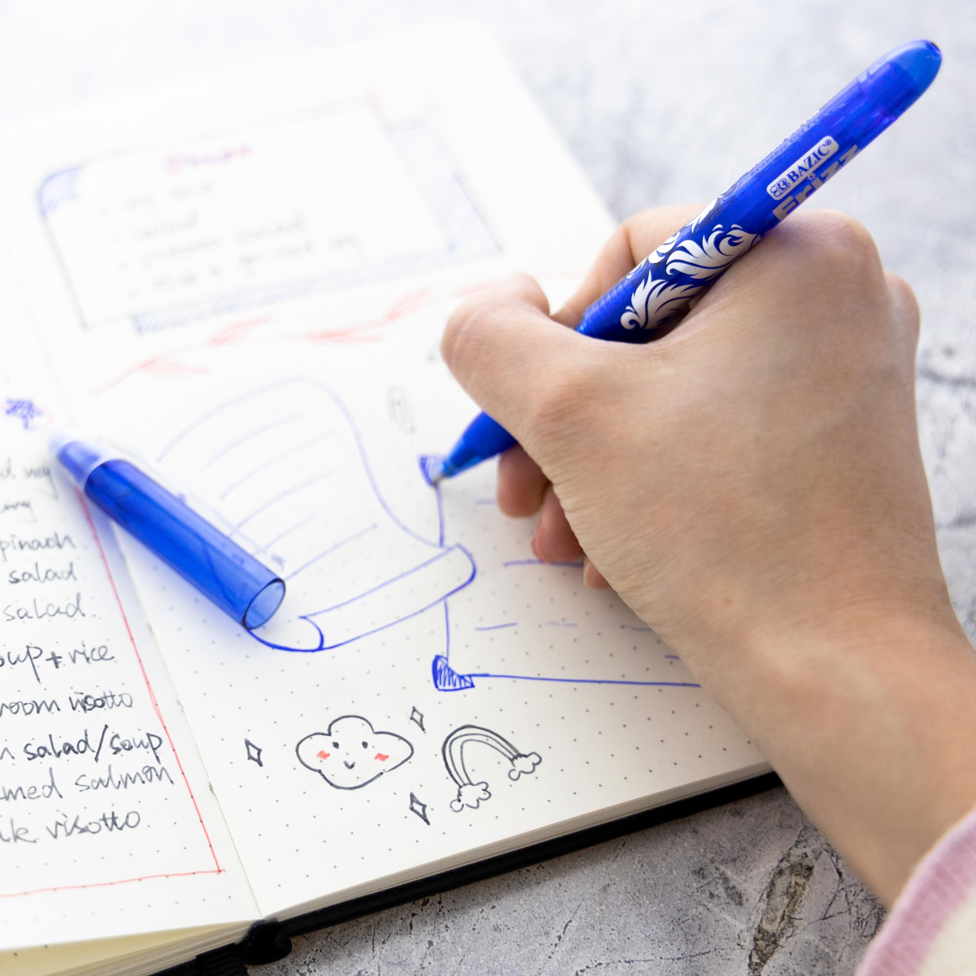 BAZIC Frizz Blue Erasable Gel Pen w Grip — view 3