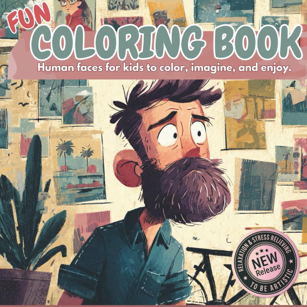 FUN COLORING BOOK: Human faces for kids to color, imagine, and enjoy.