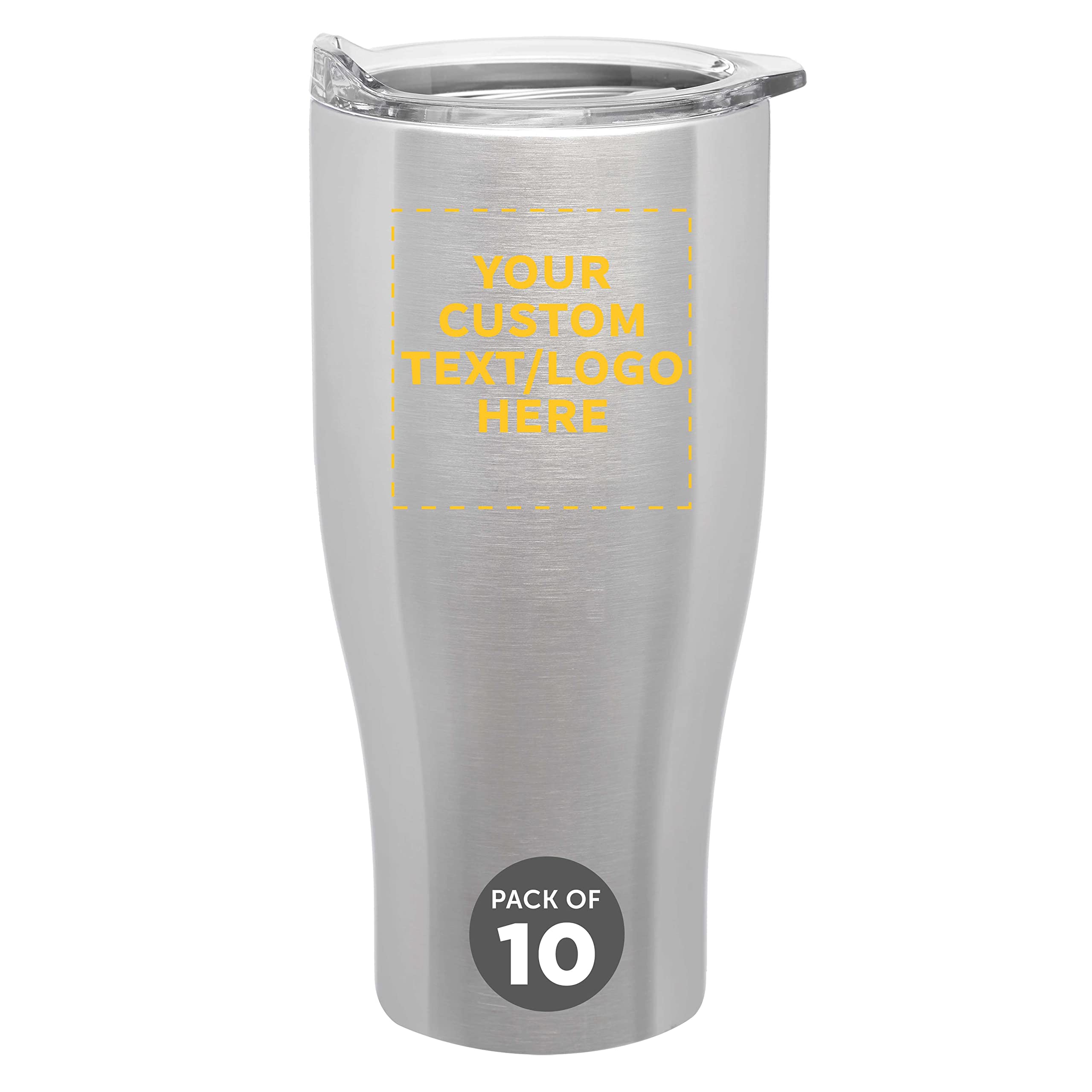 Custom Stainless Steel Grip Travel Mugs 27 oz Set of 10 Personalized Bulk Pack - Perfect for Coffee