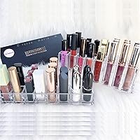 Vista 6 de byAlegory - Organizador de brillo de labios acrílico y lápiz labial acrílico, 48 espacios de belleza cosmética, transparente