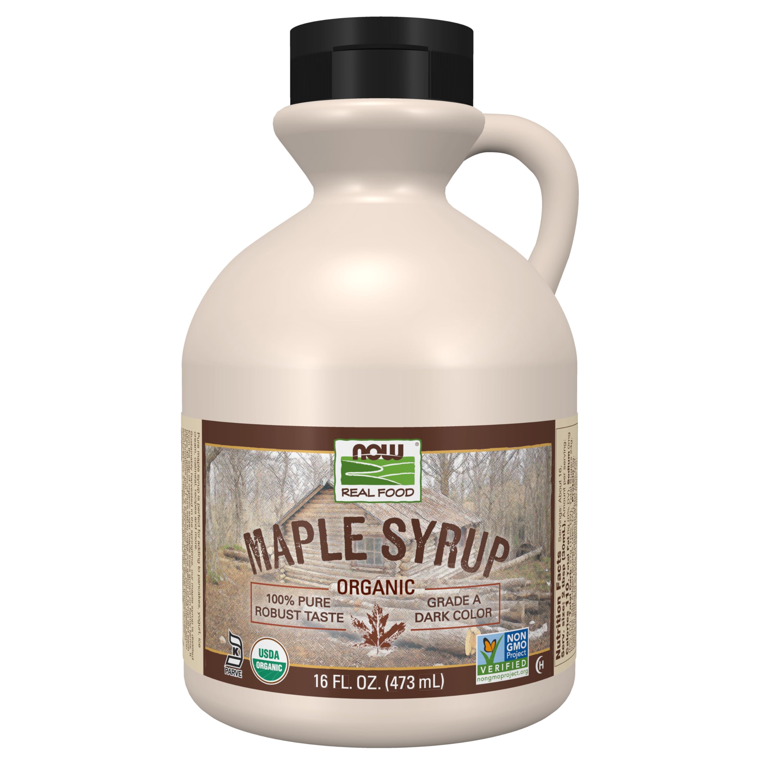 Certified Organic Maple Syrup, Grade A Dark Color, Certified Non-GMO, Pure, Robust Taste, 16-Ounce