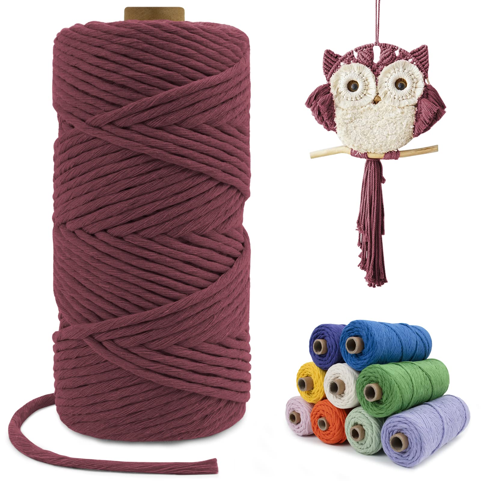LEREATI Macrame Cord 4mm x100m, Thick Cotton Macrame Rope Yarn, Natural Craft Rope for Plant Hanger, Wall Hanging, DIY Crafts, Decorations (Rust Red) โ image 1