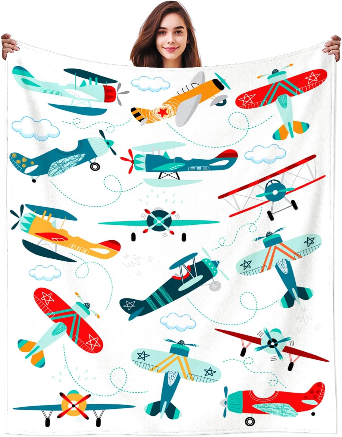 DikoGoGo Cute Airplane Blanket for Kids Boys Stuff Aircraft Blanket With Airplanes Plush Bedding Airplane Gifts for Kids Girls Toddler Boys Adults Gifts Room Decor 50"X40"INCH