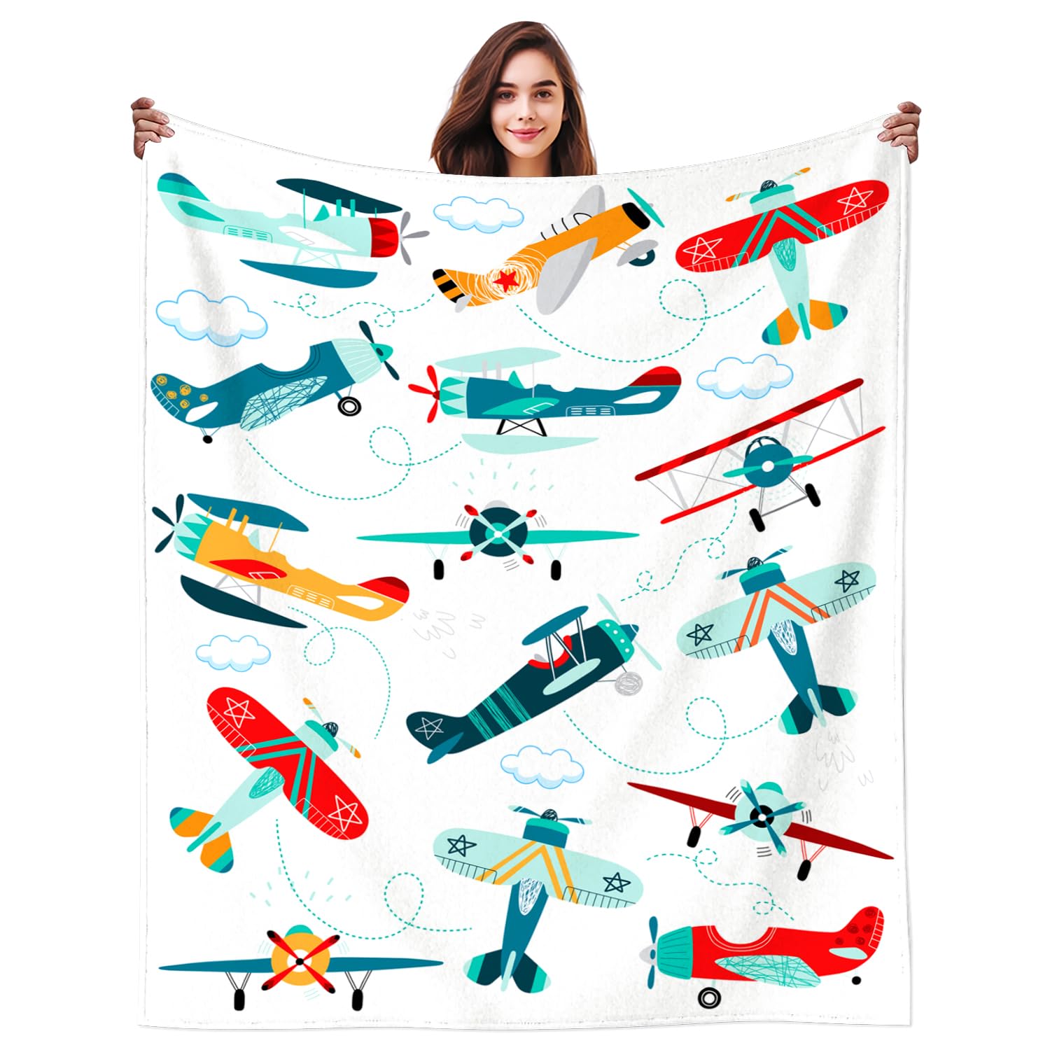 DikoGoGo Cute Airplane Blanket for Kids Boys Stuff Aircraft Blanket With Airplanes Plush Bedding Airplane Gifts for Kids Girls Toddler Boys Adults Gifts Room Decor 50"X40"INCH