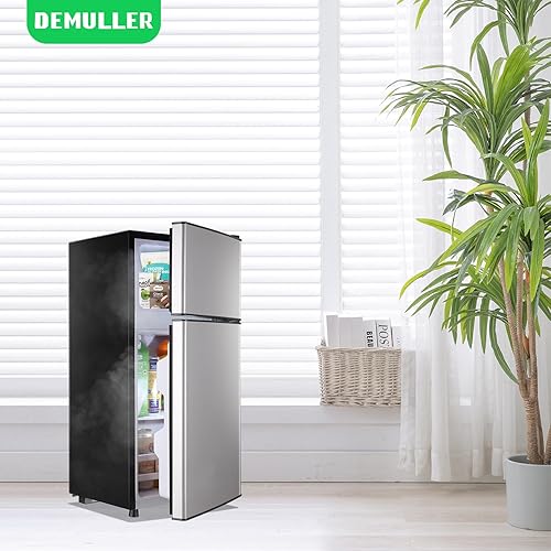 Miniatura 9 de Mini refrigerador con congelador, refrigerador personal de 2.4 pies cúbicos solo para uso de una persona, refrigerador pequeño plateado de tamaño