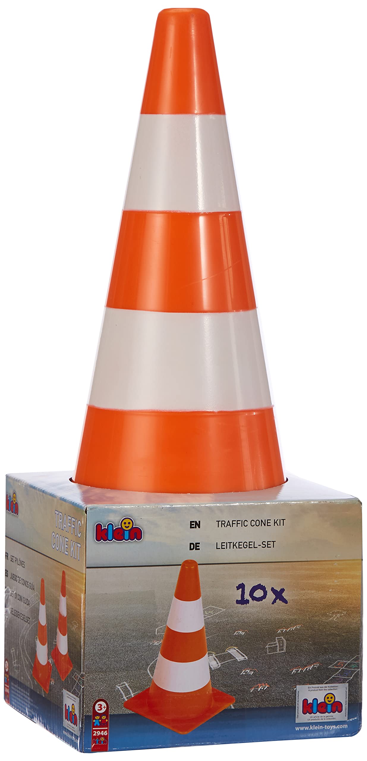 Klein Theo 2946 Pylons Set I 10 Stable Plastic Pylons to Mark Fairways or Football Goals I Toys for Children Aged 3 and over