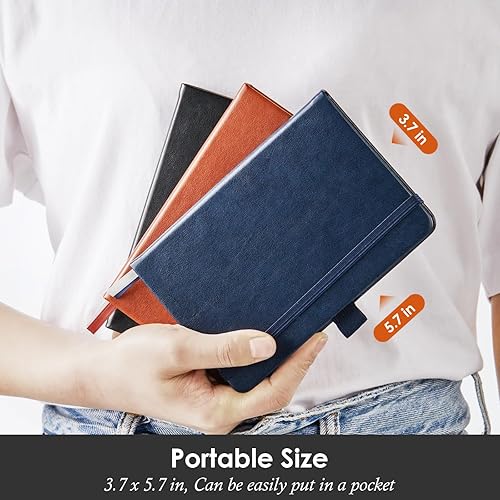Miniatura 6 de NIRMIRO - Paquete de 3 cuadernos de bolsillo, cuadernos pequeños para tomar notas, minibloc de notas A6 con soporte para bolígrafo, 408 páginas