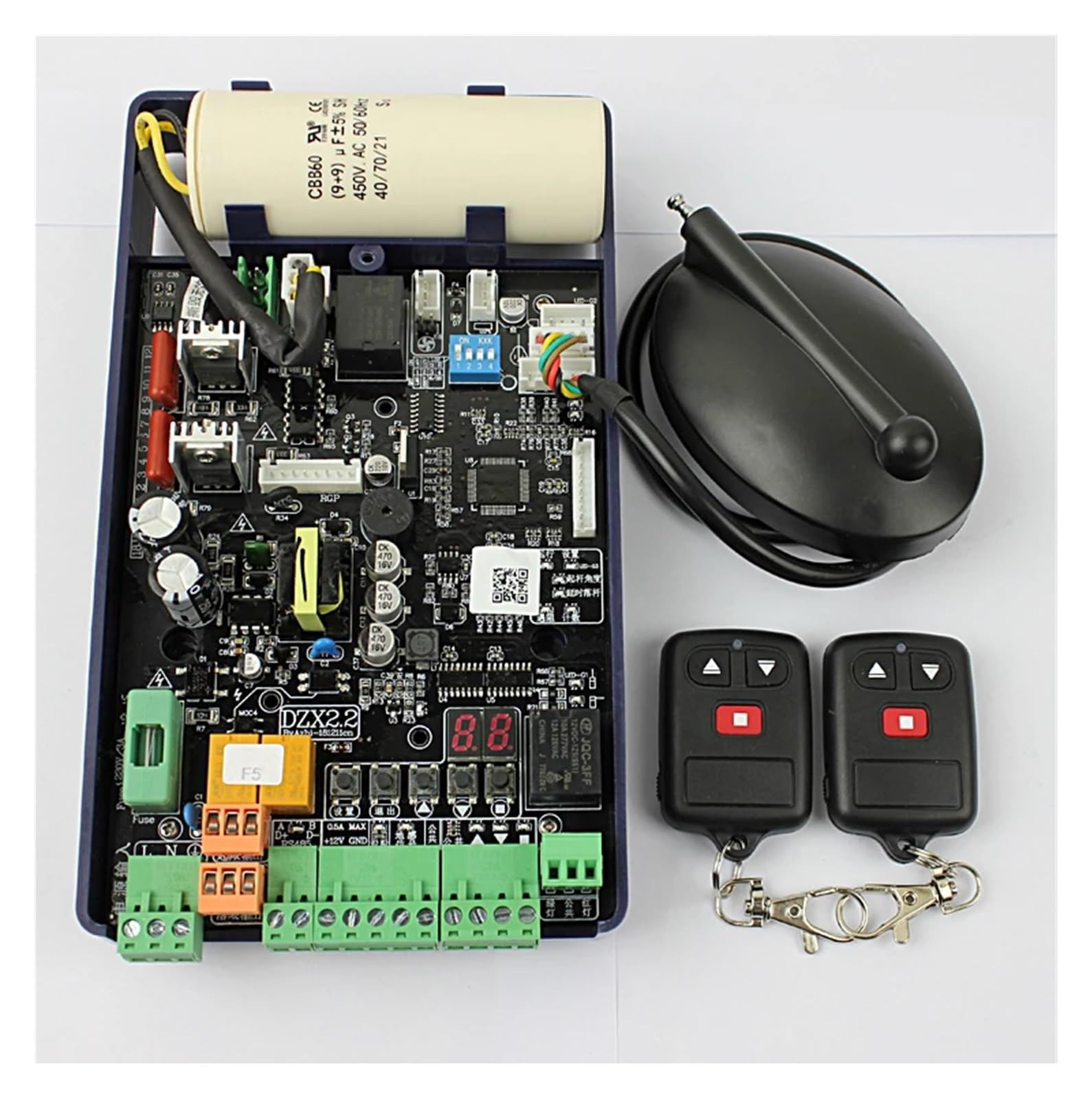 Rsgxlfqzvak Board With Receiver Automatic Gate Opener, 220Vac Circuit Board Motherboard Control Card For Gate With Capacitor Remote Optional(Board With Receiver)