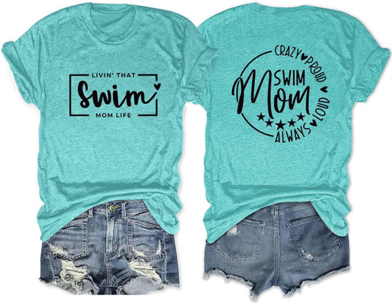 Swimming Mom Shirt Swim Mama Shirts for Women Living That Swim Moms Life Tee Funny Graphic Tees Short Sleeve Tops