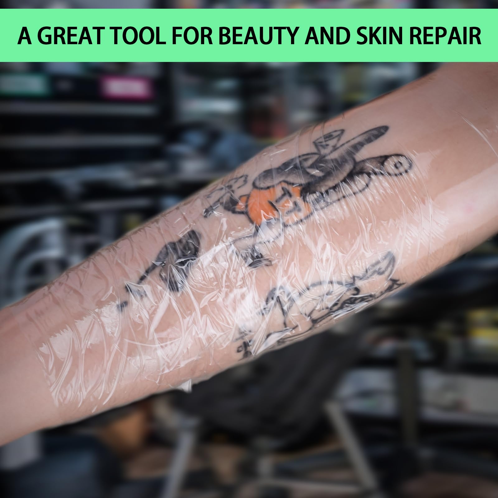 ATOMUS 2 Rolls Self Adhesive PE Food Grade Cling Film 0.015mm Clear Pallet Wrap 30cmx30m for Tattoo Armrest Instrument Supplies Tattoo Wrap Skin Aftercare Film