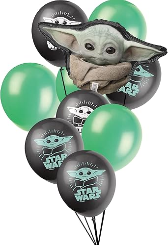 Baby Yoda - Kit de globos de fiesta de cumpleaños con temática de Happy Birthday, globos de látex y papel de aluminio con el niño, juego de 19