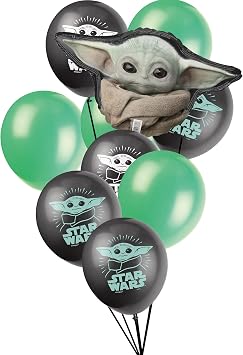 Baby Yoda Themed Happy Birthday Party Balloons Kit, Latex & Foil Balloons with The Child , 19 Balloon set, Perfect for Birthday days, garland, favors & Mandalorian Decorations or Star Wars Supplies
