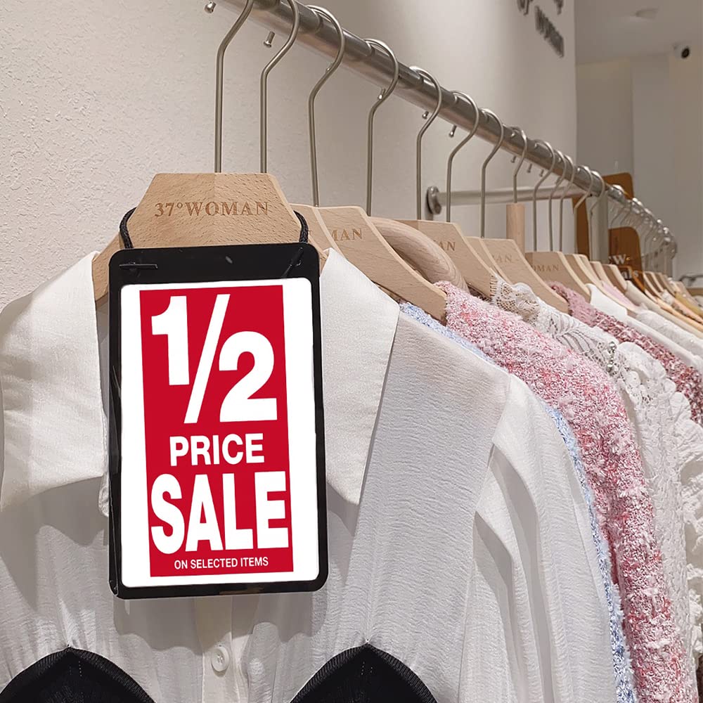 Runiash 2 Pack Business Retail Sale Display Sign Holder Frame Sale Price Display Hanging Poster Paper Holder Message Memo Board Merchandise Tags Sale Price Tags for Clothing A5 (With String) - Image 2