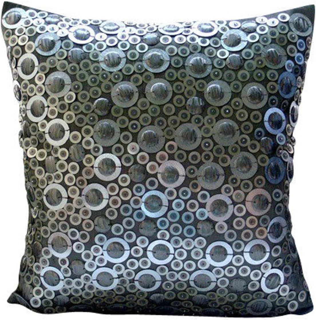 The HomeCentric Cushion Covers for Couch, Gold Pillow case, 3D Gold Sequins Glitter Pillow Cover, Pillow Cover 14x14 inch (35x35 cm) Square Silk Throw Pillow Cover, Geometric - Gold Disco Balls