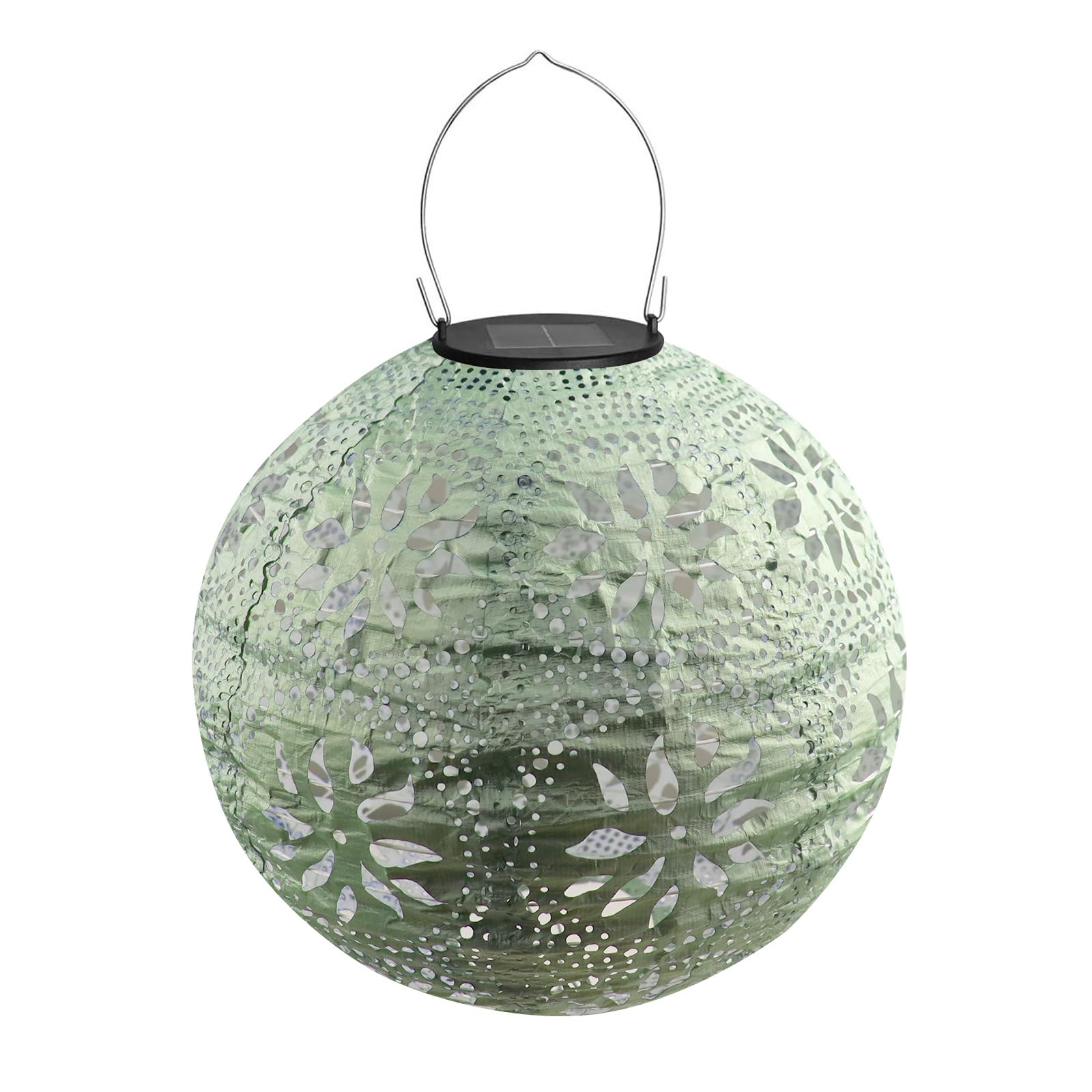 Solar Lanterns Tyvek Moroccan Lantern 30 cm Solar Lanterns Outdoor Weatherproof for Garden, Yard, Courtyard, Wedding, Halloween Party Decoration (Green)