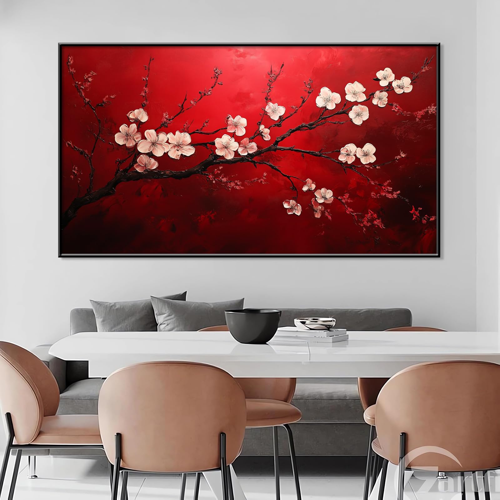 Amazon.com: Red Flowers Canvas Wall Art, Cherry Blossom Decor