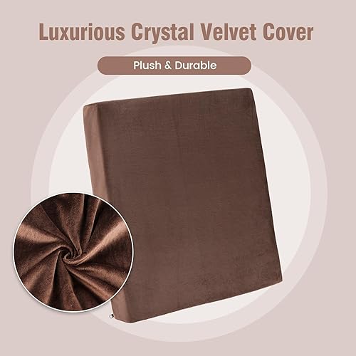 Miniatura 5 de COSTWAY Paquete de 10 cojines de espuma viscoelástica para silla, cómodos cojines para sillas de comedor de 2 pulgadas con funda de terciopelo de