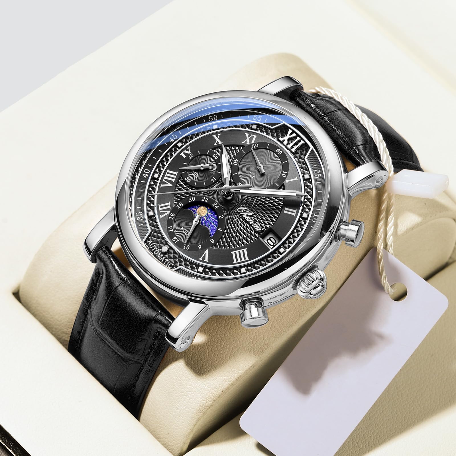 MASTOP Relojes de cuarzo para hombre, clásicos, de cuero, impermeables, con calendario, analógico, casual, relojes de pulsera