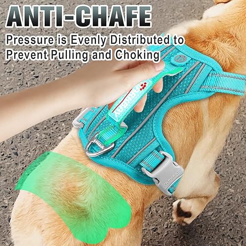Miniatura 4 de BARKBAY - Arnés para perro sin tirones, arnés para perro reflejante con clip frontal y agarradera de fácil control para entrenamiento de caminata,