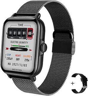 ZODVBOZ Relógio Inteligente Masculino Mulher Desportivo,IP67 à Prova d'água,Rastreador de Atividades com Monitor de Frequência Cardíaca,Tela Sensível ao Toque,Pulseira de Silicone Homens Smartwatch,para iOS,Android,Preto Malha