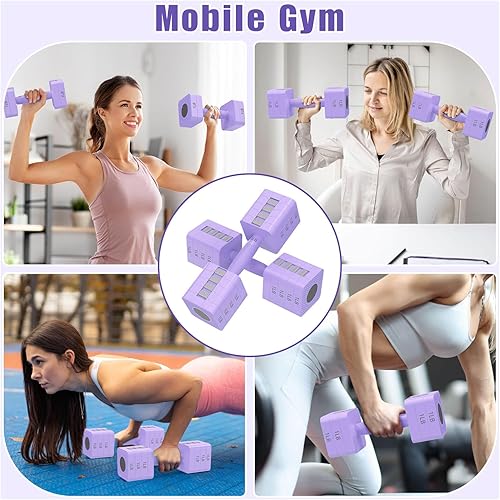 Miniatura 6 de Juego de 2 mancuernas ajustables 5 en 1 para mujereshombres, 3 libras, 5 libras, 7 libras, 9 libras, 11 libras, juego de mancuernas para