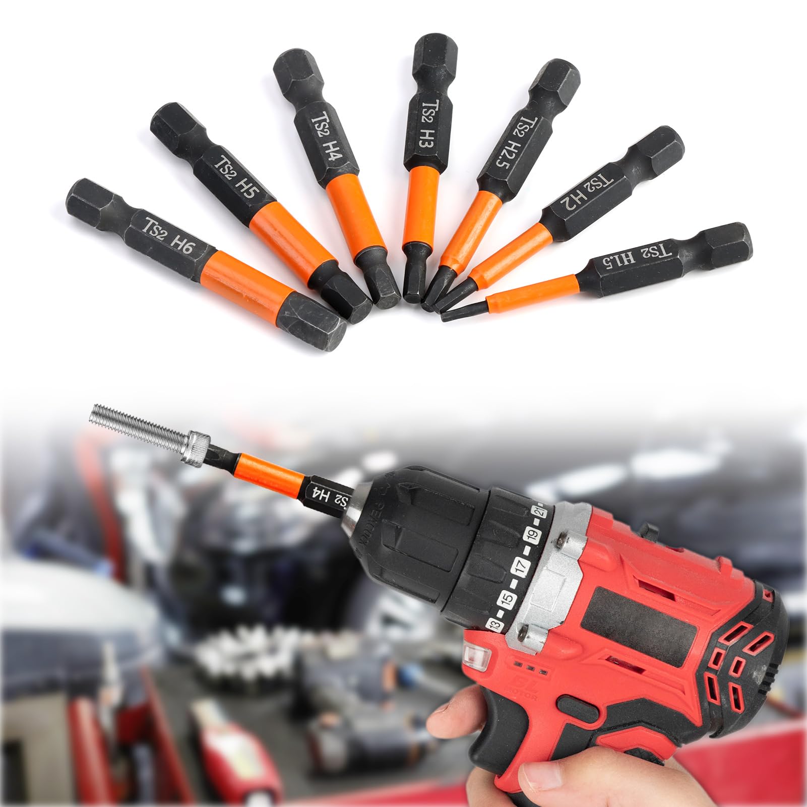 Set 9 Punte Esagonali Magnetiche - 50 Mm, Acciaio S2, Per Avvitatori 1/4", Da H1.5 A H10