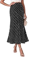 BTFBM Women's High Waisted Maxi Skirts: Flowy A-Line Satin Midi Skirt Leopard Floral Print Summer Wedding Party Guest