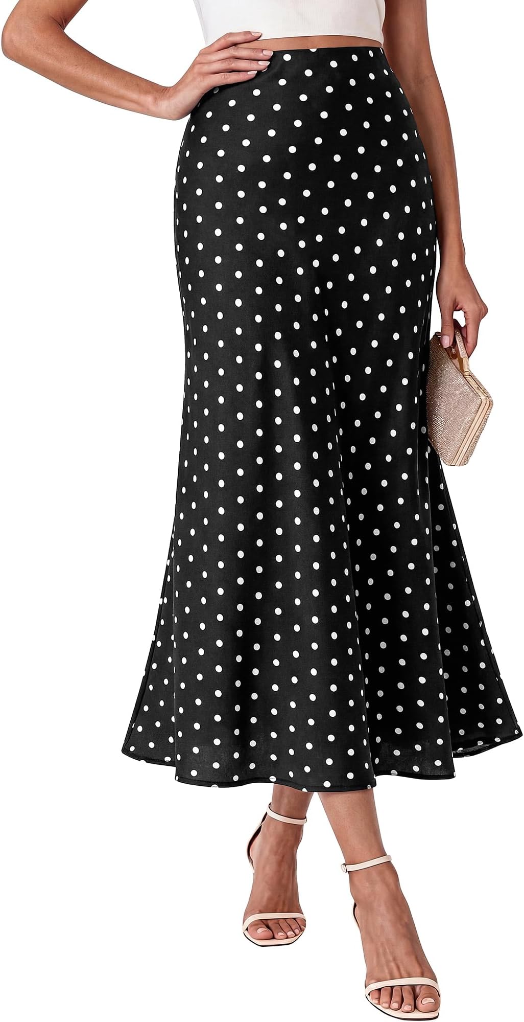 Midi Skirts for Women 2026 Summer Spring Lightweight A Line High Waisted Wedding Guest Party Silk Long Skirt