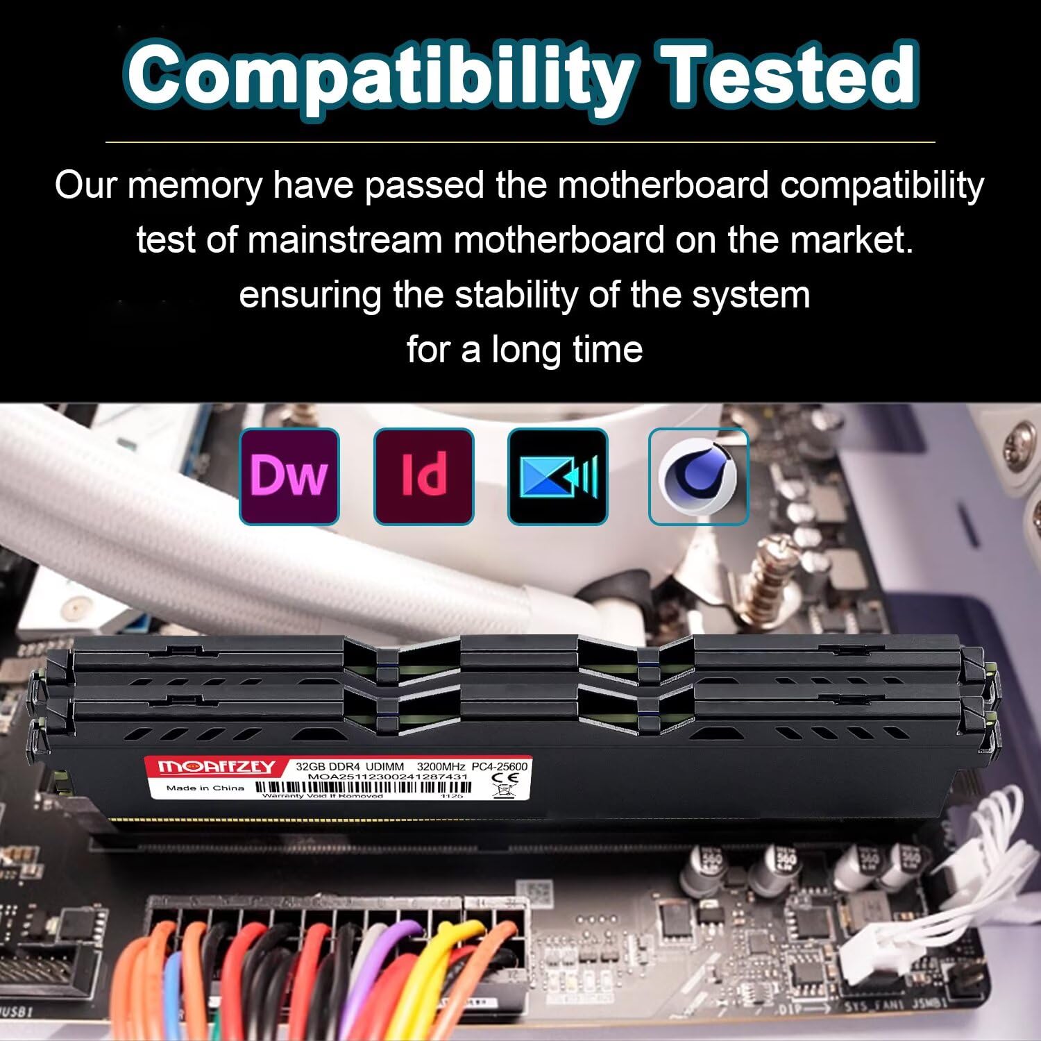 Moaffzey DDR4 RAM 32GB 3200MHz Desktop RAM PC4-25600 UDIMM Non-ECC