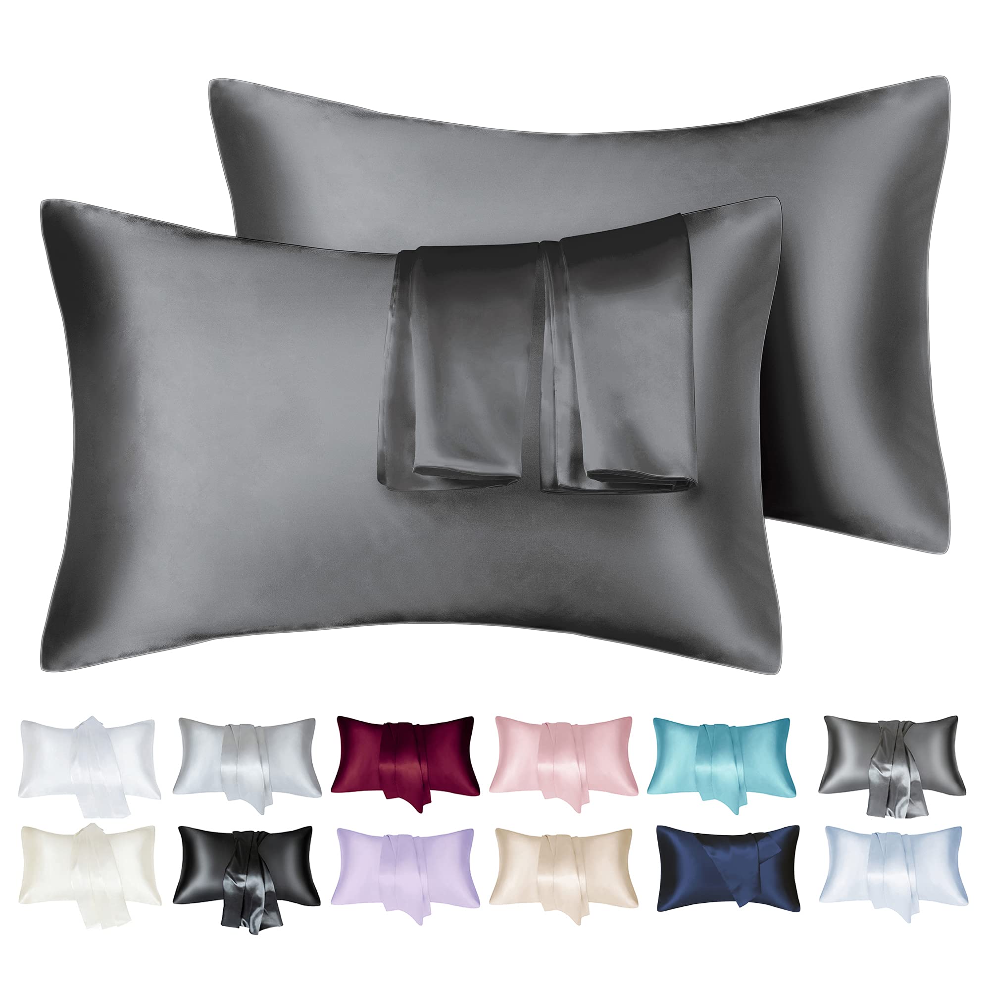 MisShow satin pillow case - Silky Pillowcases for hair and skin with Envelope Closure Standard Size 50x75 cm