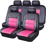 CAR PASS Luxurious PU Leather Automotive Universal Seat Covers Full Set for Vehicles,Cars,SUV,with Super 5mm Composite Sponge Inside,Airbag Compatible (Black and Black)