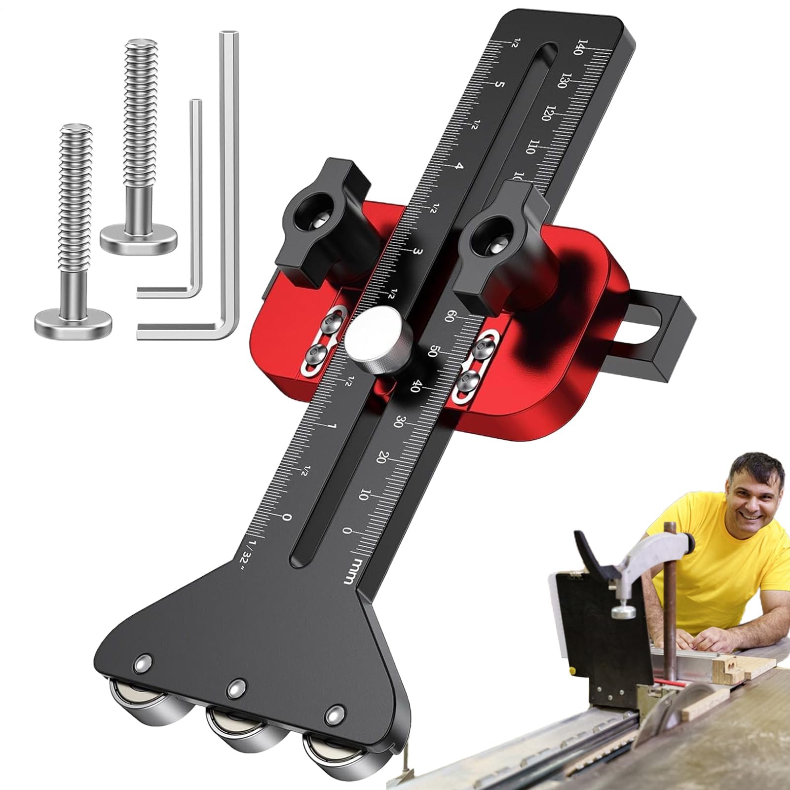 Thin Rip Jig – 25x14x5cm Aluminum Alloy, Adjustable Strip Guide, Table Saw Cutting Tool | Perfect For Woodworking Projects, Router Setup, Workpiece Forward Movement, Precision Fence Cutting, Carpentry