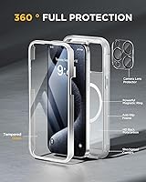Vista 924 de Miracase Funda magnética para iPhone 14 de 6.1 pulgadas, protector de pantalla de vidrio templado integrado + protector de lente, compatible