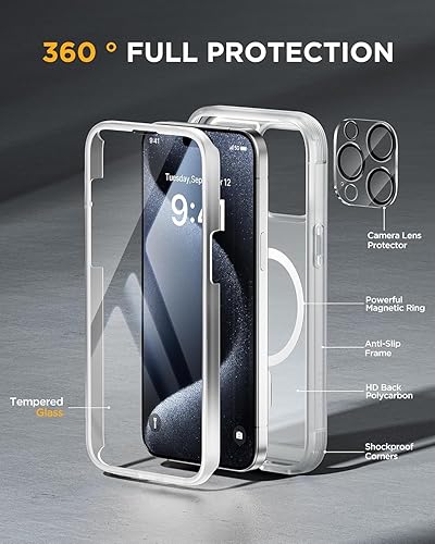 Miniatura 630 de Miracase Glass Series - Funda para iPhone 11 de 6.1 pulgadas, funda resistente de cuerpo completo mejorado con protector de pantalla de vidrio Negro