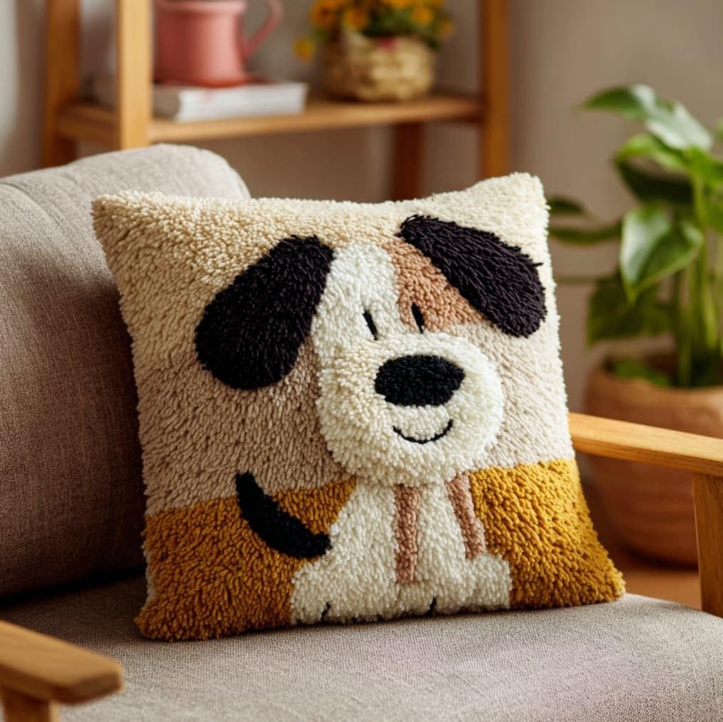 AxiangziK Latch Hook Cushion Kits,Cute Puppy
