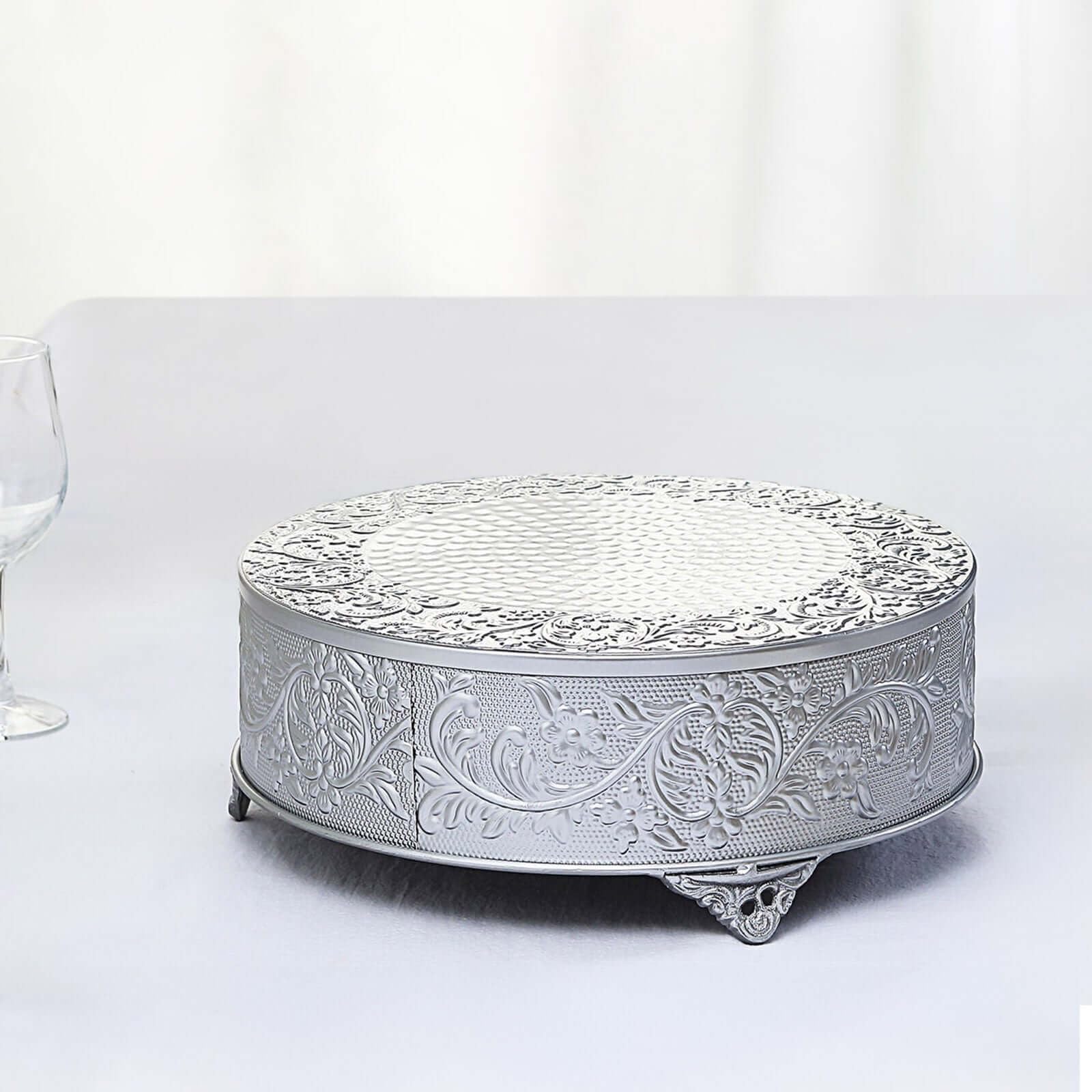 Efavormart 8 Round Lace White Metal Cake Stand Small Dessert & Cupcake Pedestal for Party Decorations product thumbnail 2