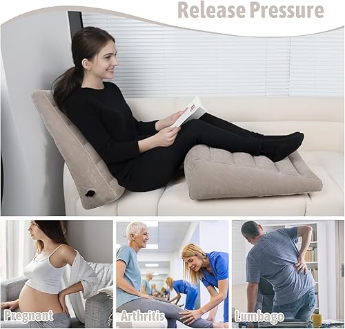 Miniatura 6 de Almohada de cuña inflable, almohadas de viaje portátiles para dormir, almohada triangular ajustable adecuada para apnea del sueño, soporte de