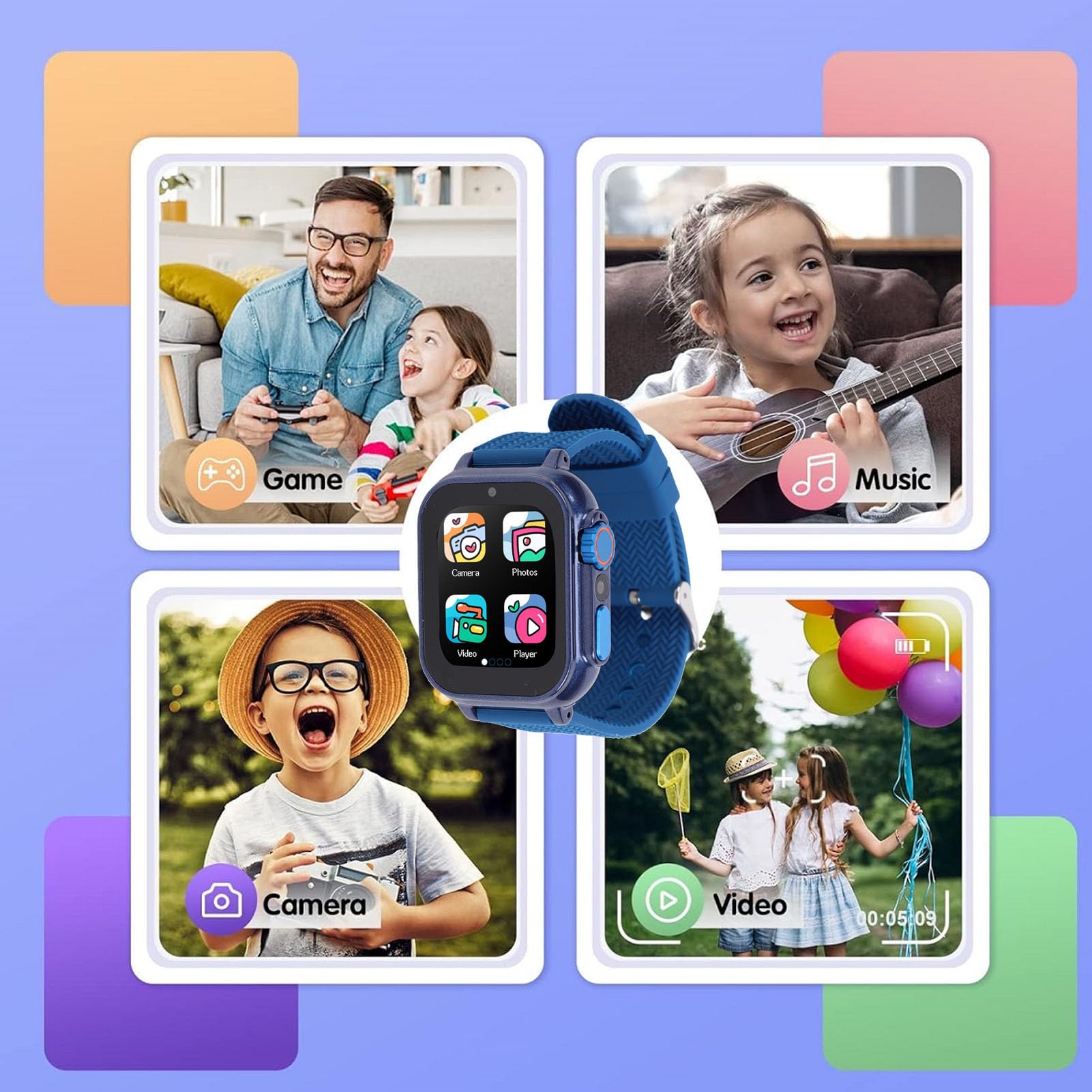 Tosuny Orologio Smart con Fotocamera per Bambini, Orologio Digitale per Ragazzi, 2 Pezzi, per Giochi Educativi e Monitoraggio GPS