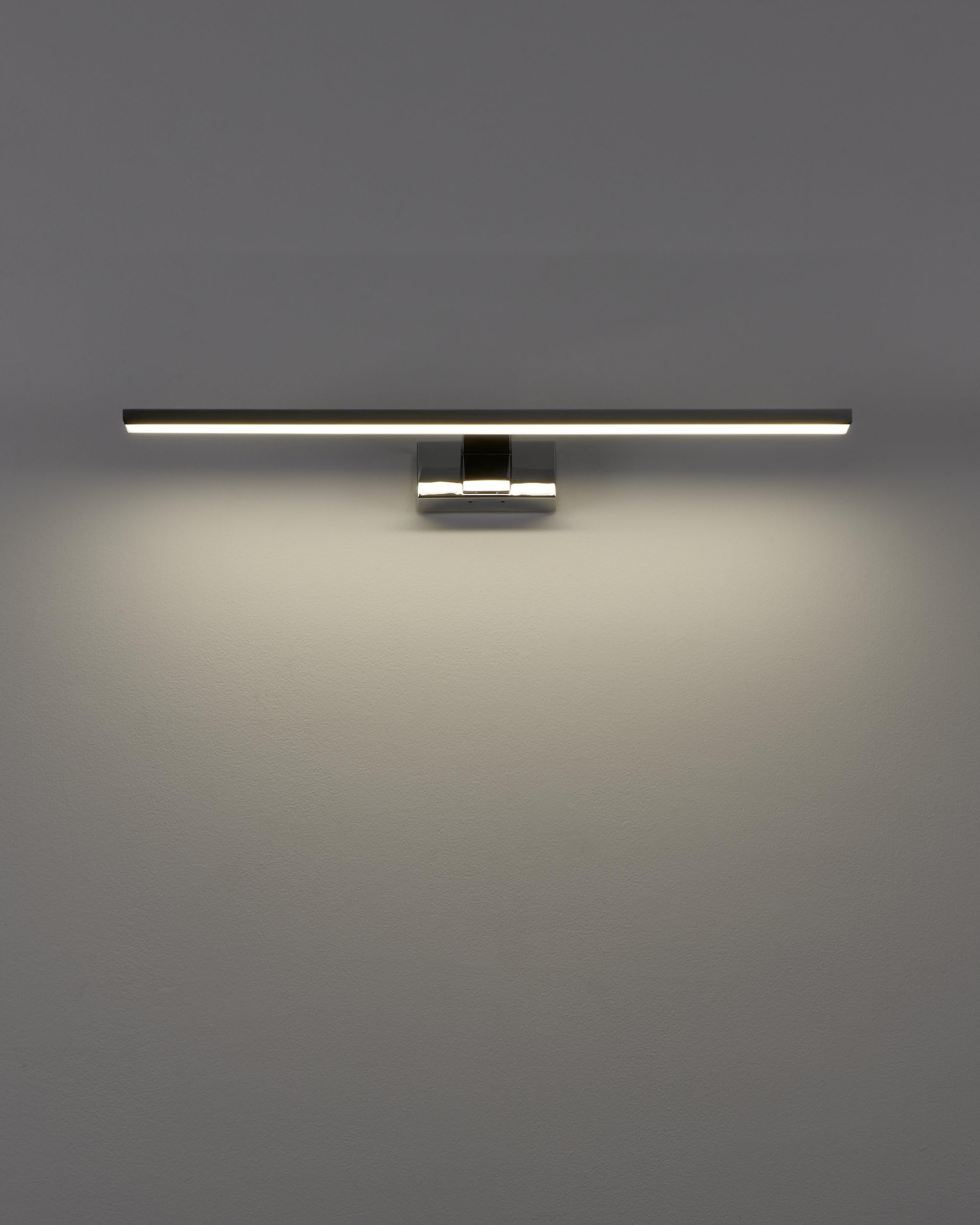 Eglo LED lámpara espejo Conettilla, luz baño | iluminación espejo aluminio cromado y plástico blanco, foco cálida-fría, IP44, largo 60 cm