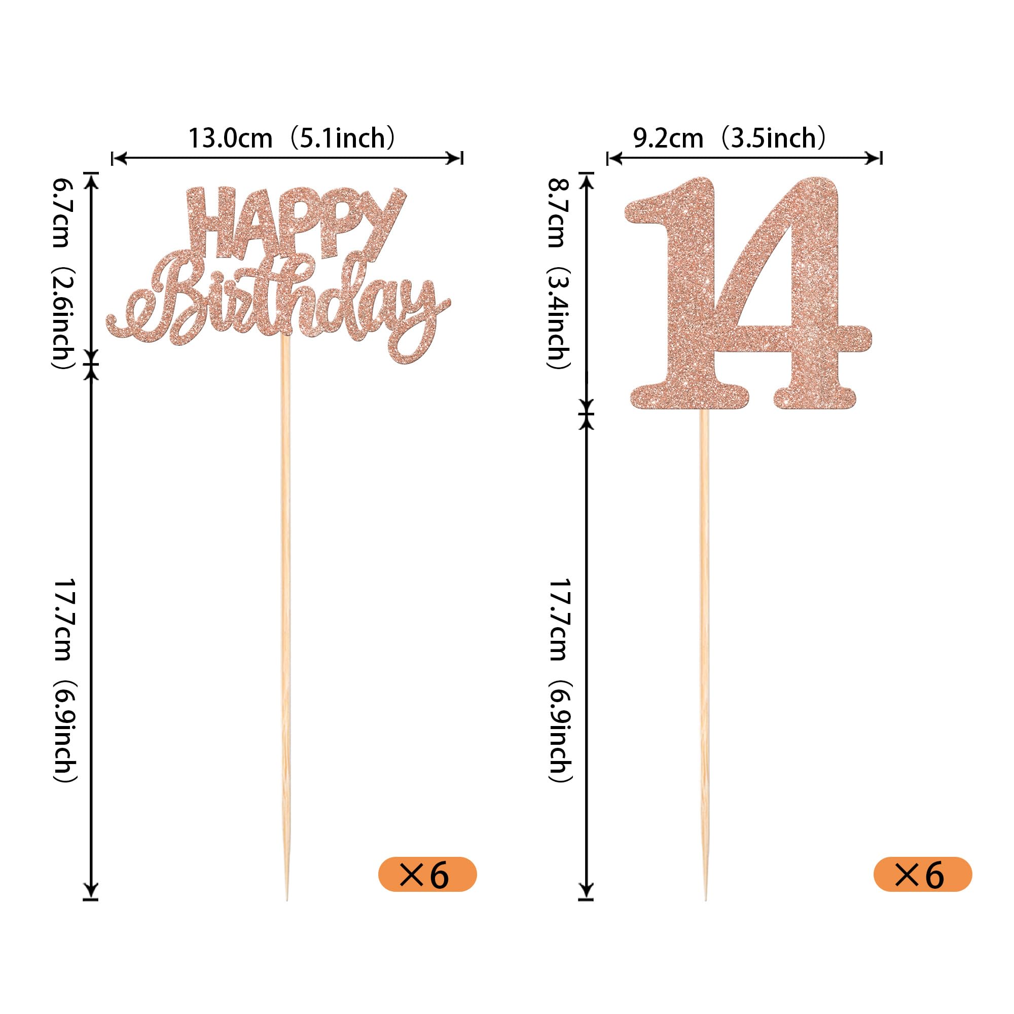 SYKYCTCY 12 Pack Happy 14th Centerpiece Sticks Glitter Number 14 Fourteen Table Flower Centerpiece Sticks for Cheers to 14 Years Old Party Supplies - Image 2