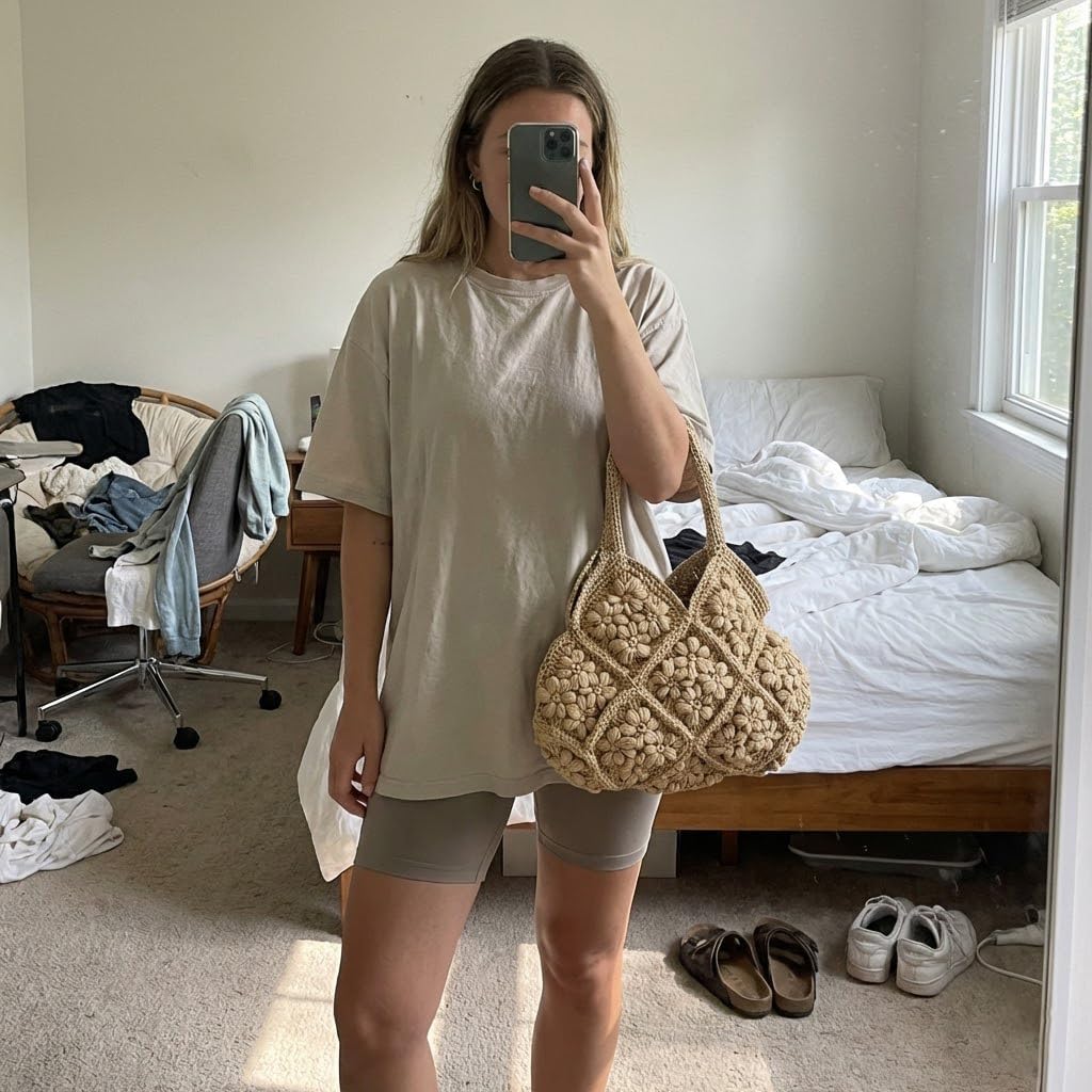 Straw Beach Tote Bag for Women Handmade Paper Woven Large Shoulder Purse Lightweight Foldable Summer Vacation Beach Bags